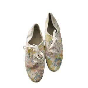 90s Old Stock Floral Canvas Sneakers Runners Lace Up Shoes